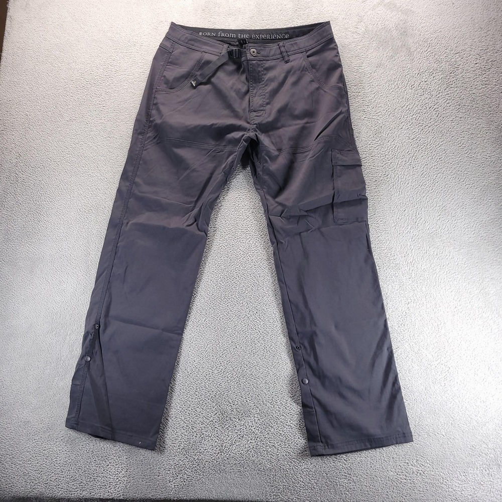 Prana Pants Mens 36x32 Gray Zion Cargo Hiking Outdoor Trail Travel Belted Casual